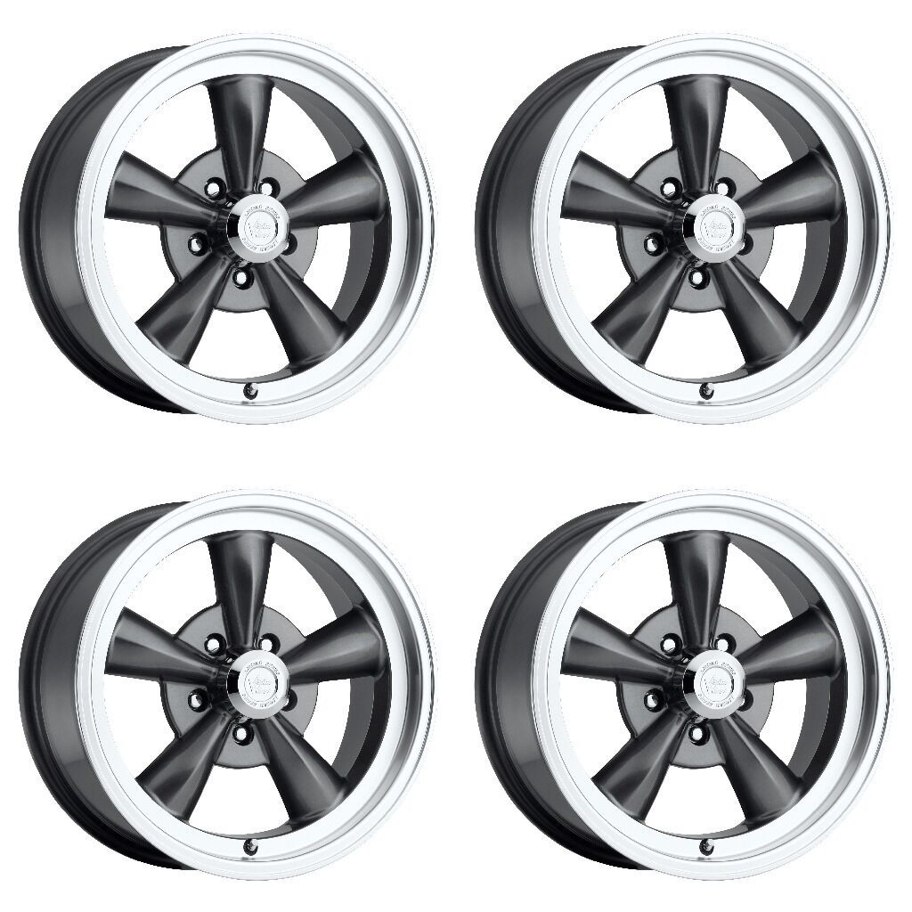 Set 4 15" Vision 141 Legend 5 Gunmetal Machined Lip 15x7 Wheels 5x4.75 (5x120.65) -7mm Rims