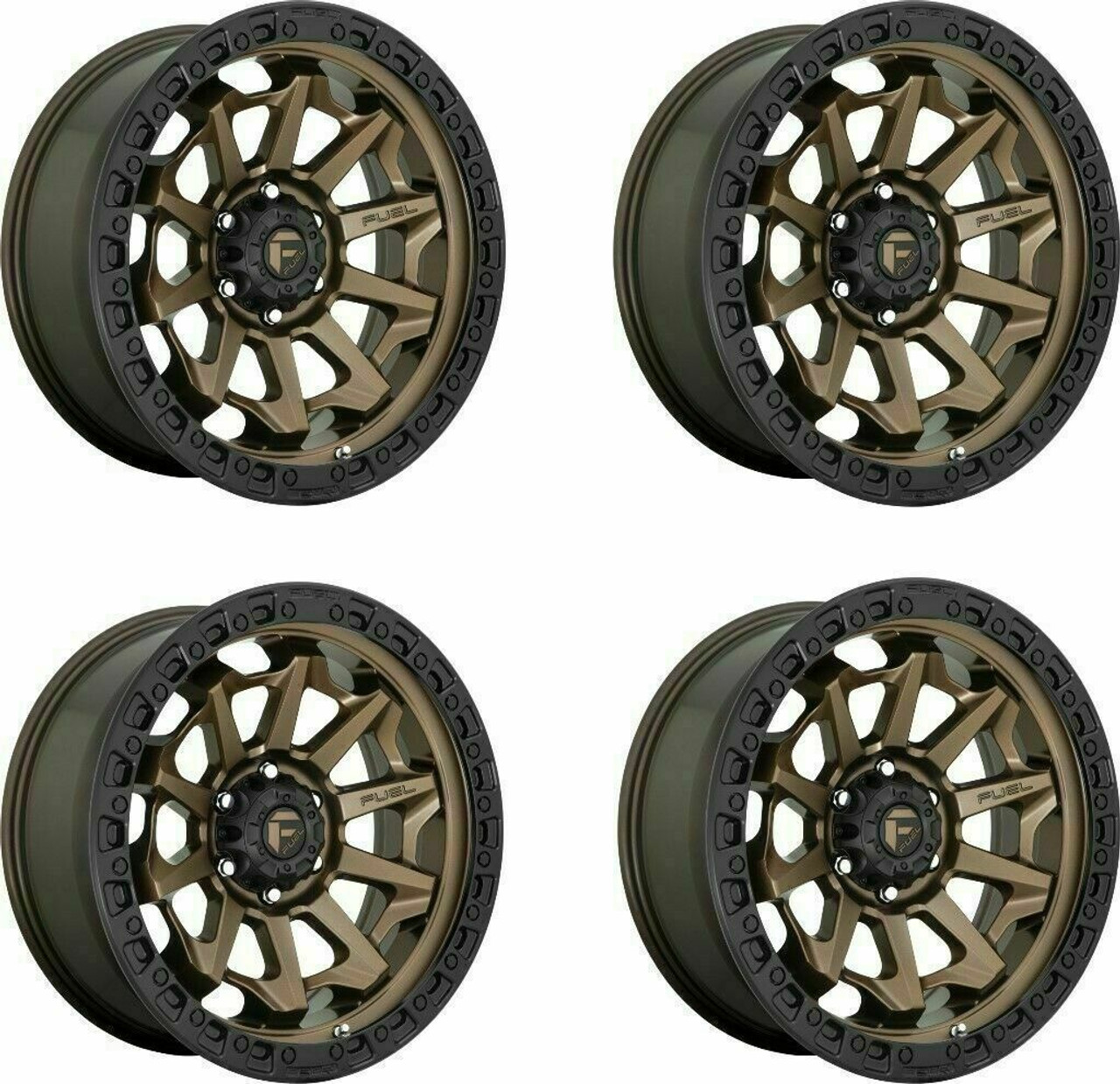 Set 4 20" Fuel D696 Covert 20x9 8x6.5 1mm Wheels Bronze Black Bead Ring Rims