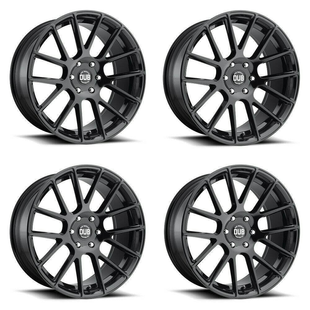 Set 4 20" DUB S205 Luxe 20x9 6x5.5 30mm Wheels Gloss Black Rims