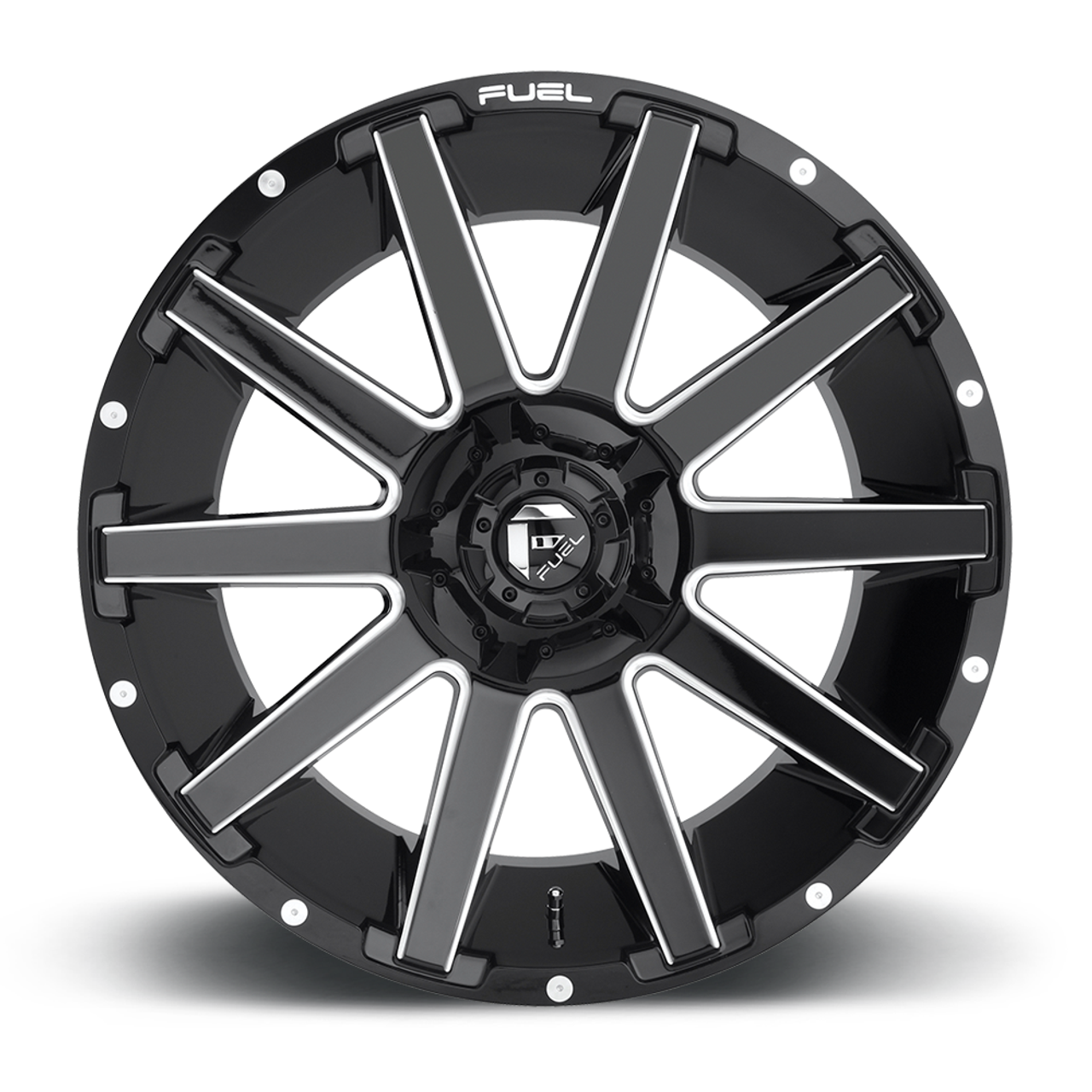 Set 4 22" Fuel D615 Contra 22x10 5x4.5 5x5 -18mm Gloss Black Milled Truck Wheels