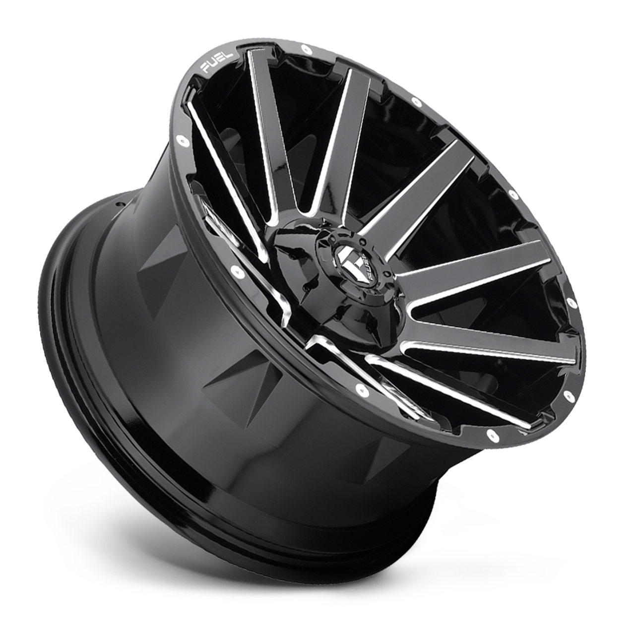 Set 4 22" Fuel D615 Contra 22x10 5x4.5 5x5 -18mm Gloss Black Milled Truck Wheels