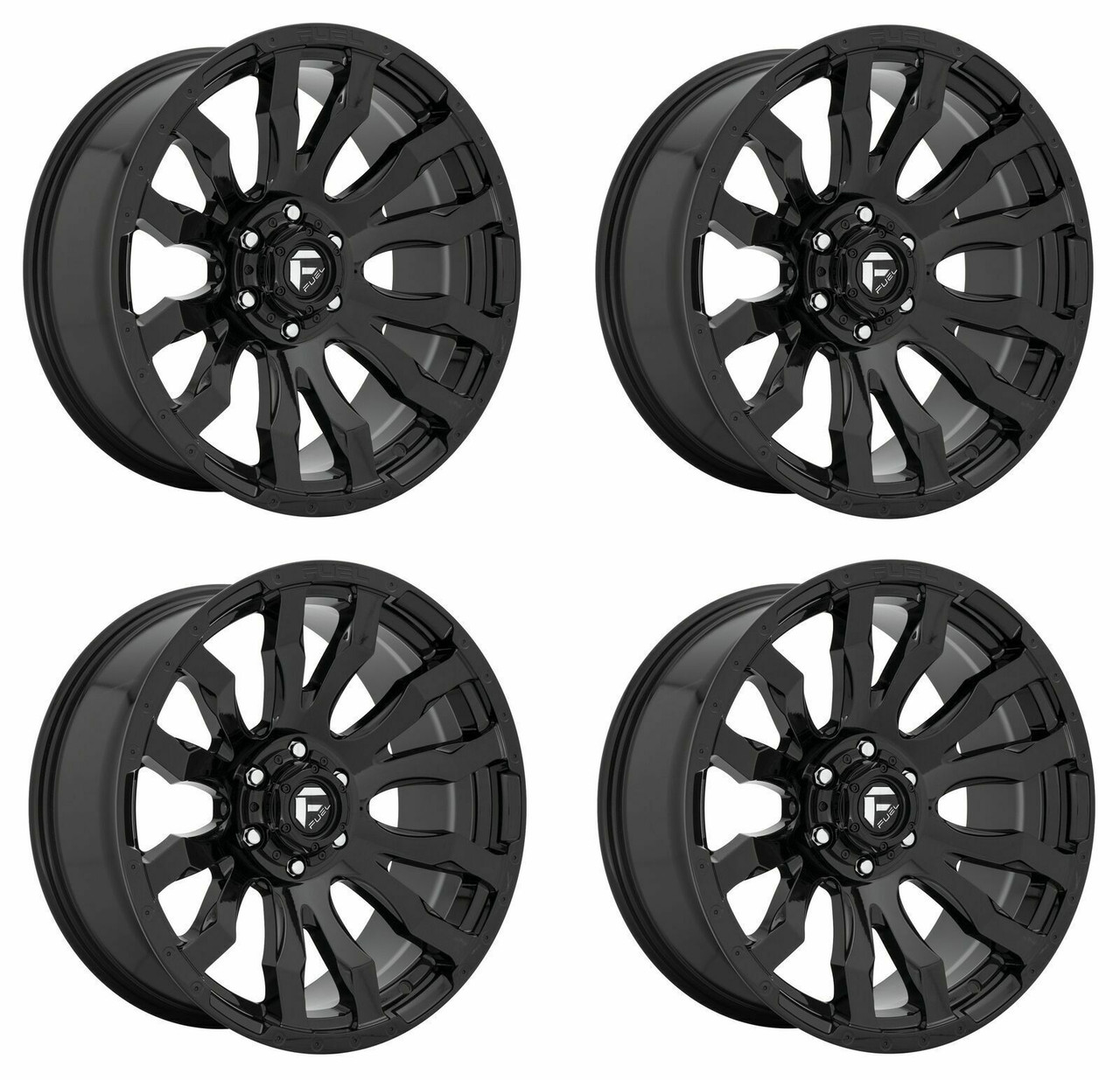 Set 4 16" Fuel D675 Blitz 16x8 6x5.5 Gloss Black Wheels 1mm Offroad Truck Rims