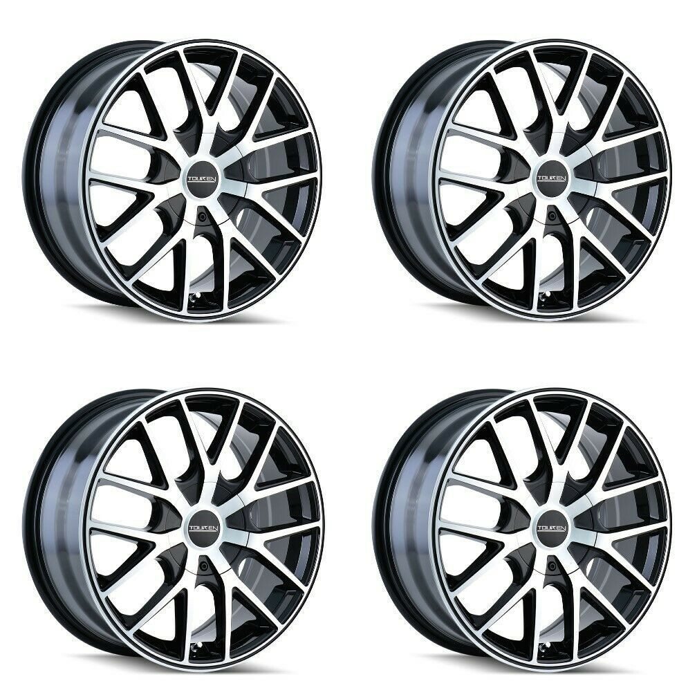Set 4 18" Touren Tr60 18x8 Black Machined Face Black Ring 5x110 5x115 Wheels 40mm