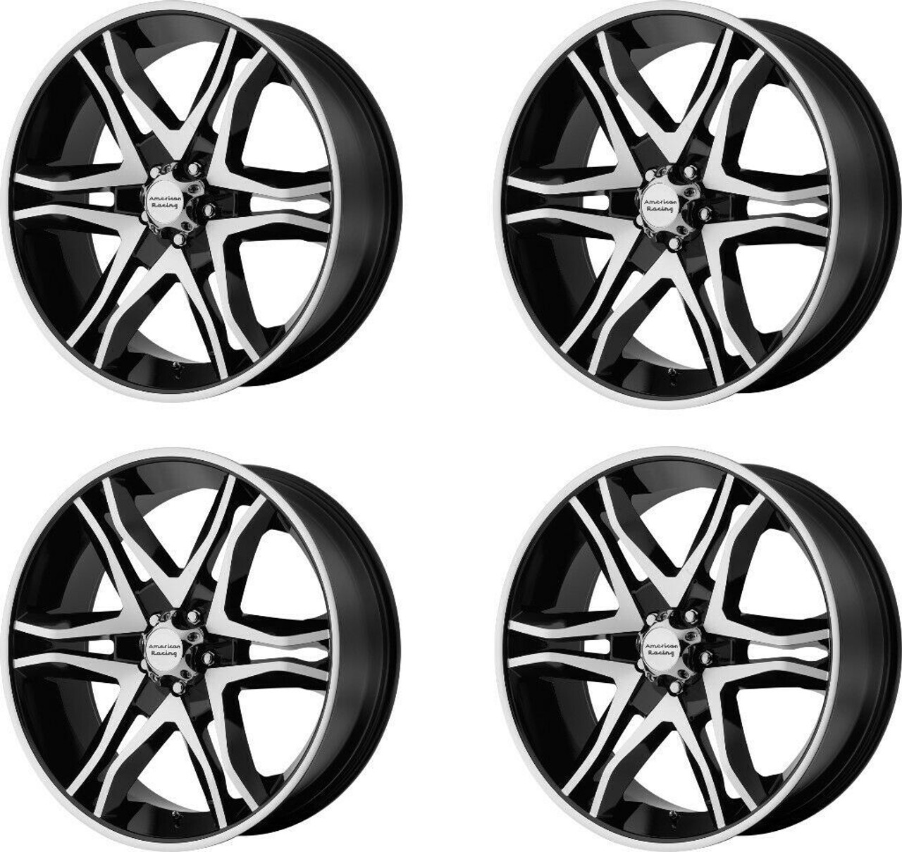 Set 4 American Racing AR893 Mainline 20x8.5 6x135 Black Machined Wheels 20" 35mm