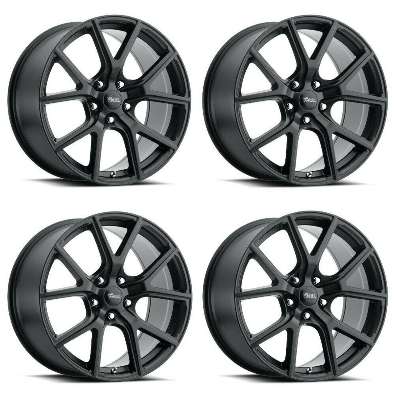 Set 4 20" Voxx Replica Track Hawk Matte Black Wheels 20x10 5x5 50mm Rims