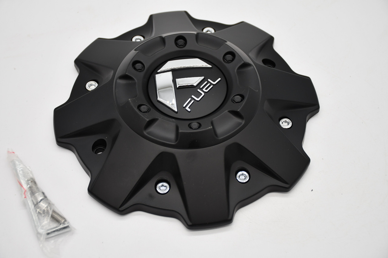 Genuine Fuel Off-Road 1001-79B matte black wheel center cap for select Fuel wheel applications. OEM replacement center cap featuring the Fuel logo and durable matte black finish.