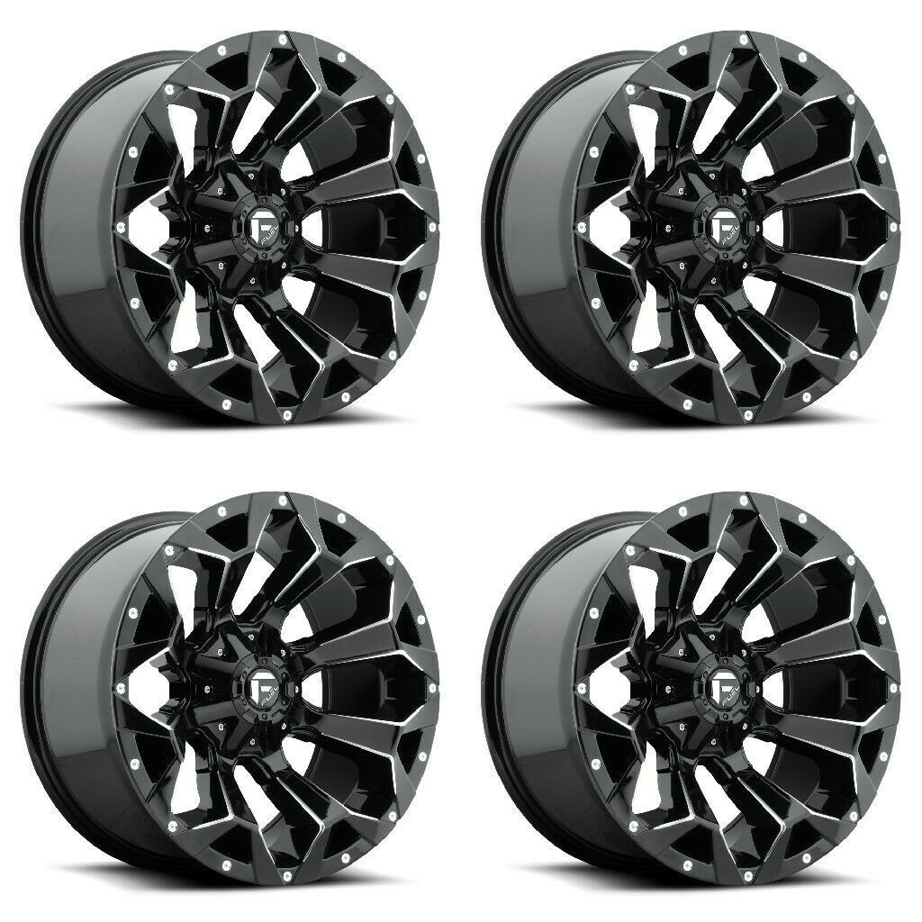 Set 4 17" Fuel D576 Assault 17x9 6x135 6x5.5 Gloss Black Milled Wheels -12mm Rim