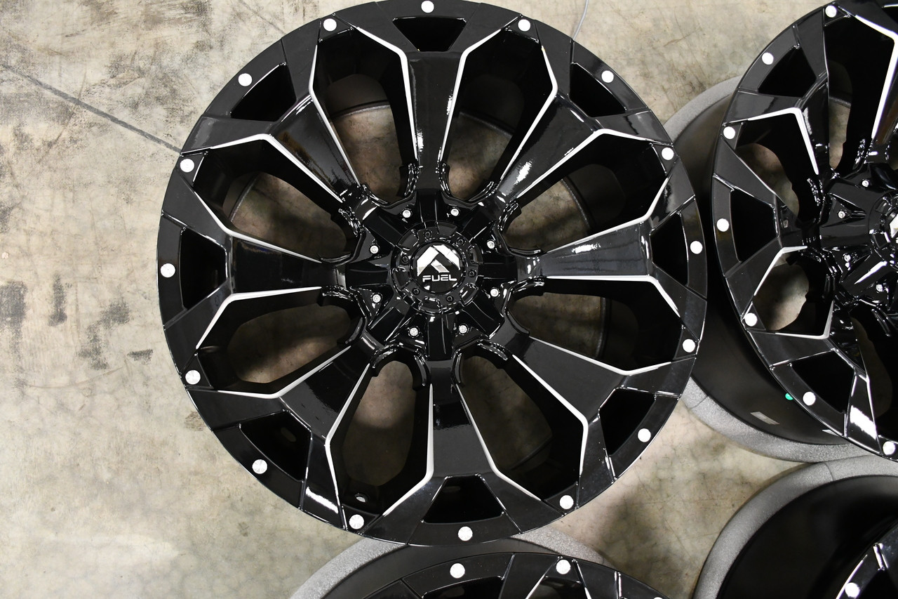 Set 4 17" Fuel D576 Assault 17x9 6x135 6x5.5 Gloss Black Milled Wheels -12mm Rim