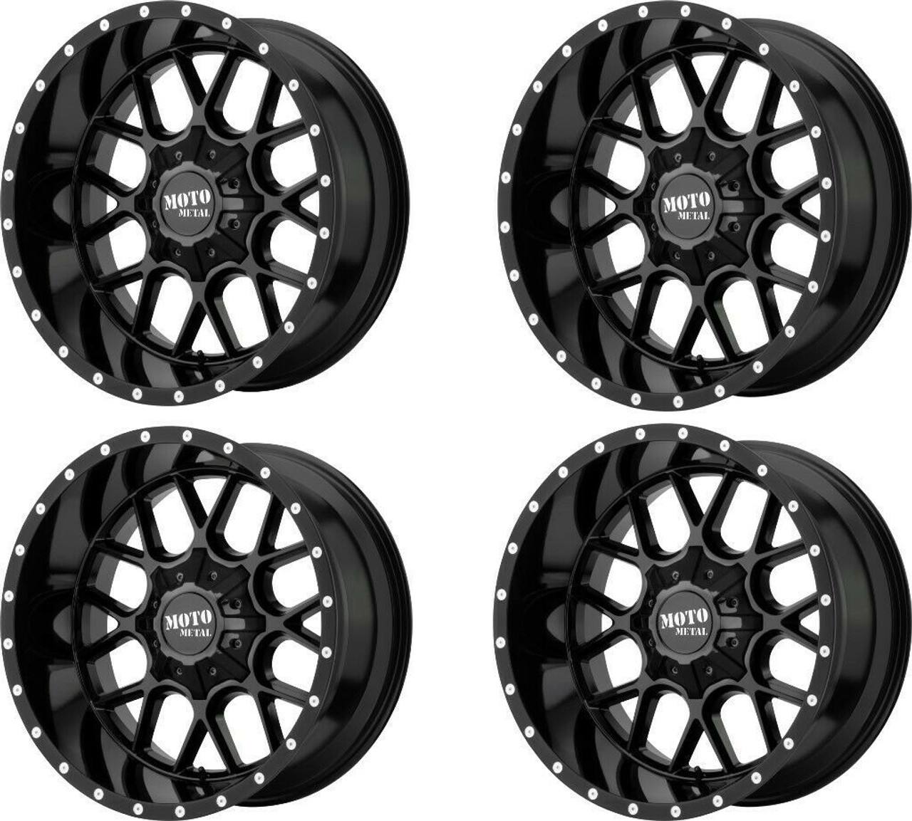 Set 4 Moto Metal MO986 Siege 20x9 6x135 6x5.5 Gloss Black Wheels 20" 18mm Rims