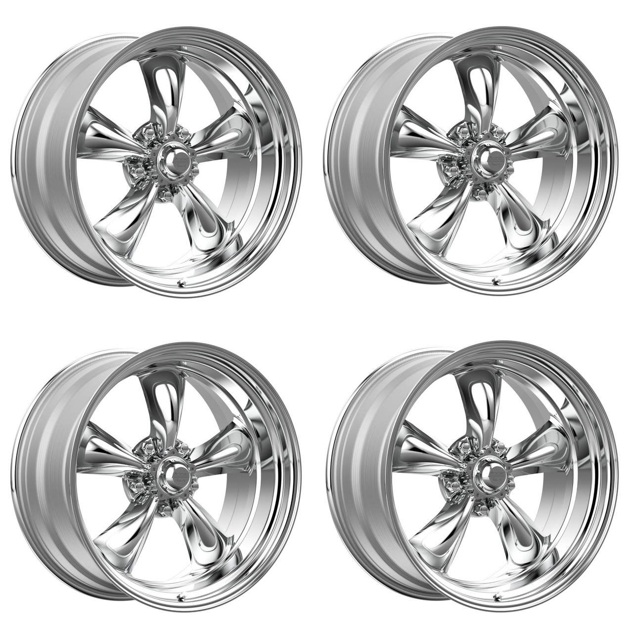 Set 4 American Racing VN515 Torq Thrust II 22x11 5x5 Polished Wheels 22" 18mm