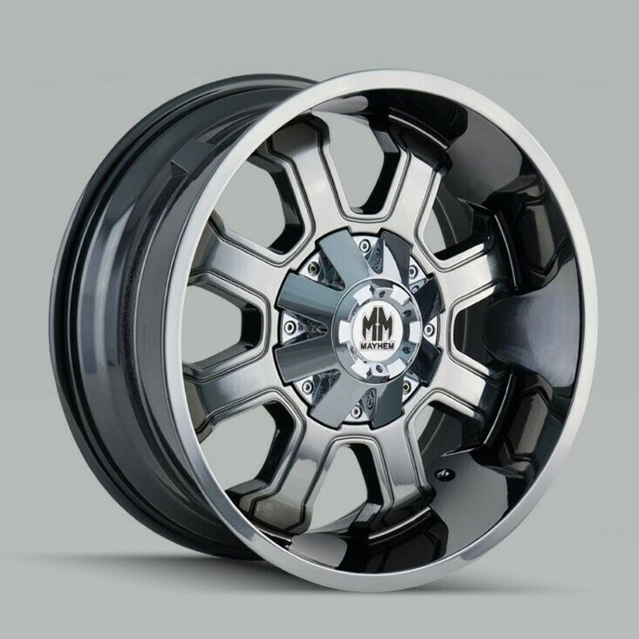 Set 4 20" Mayhem Fierce 20x10 Chrome 8x180 Wheels -19mm Rims