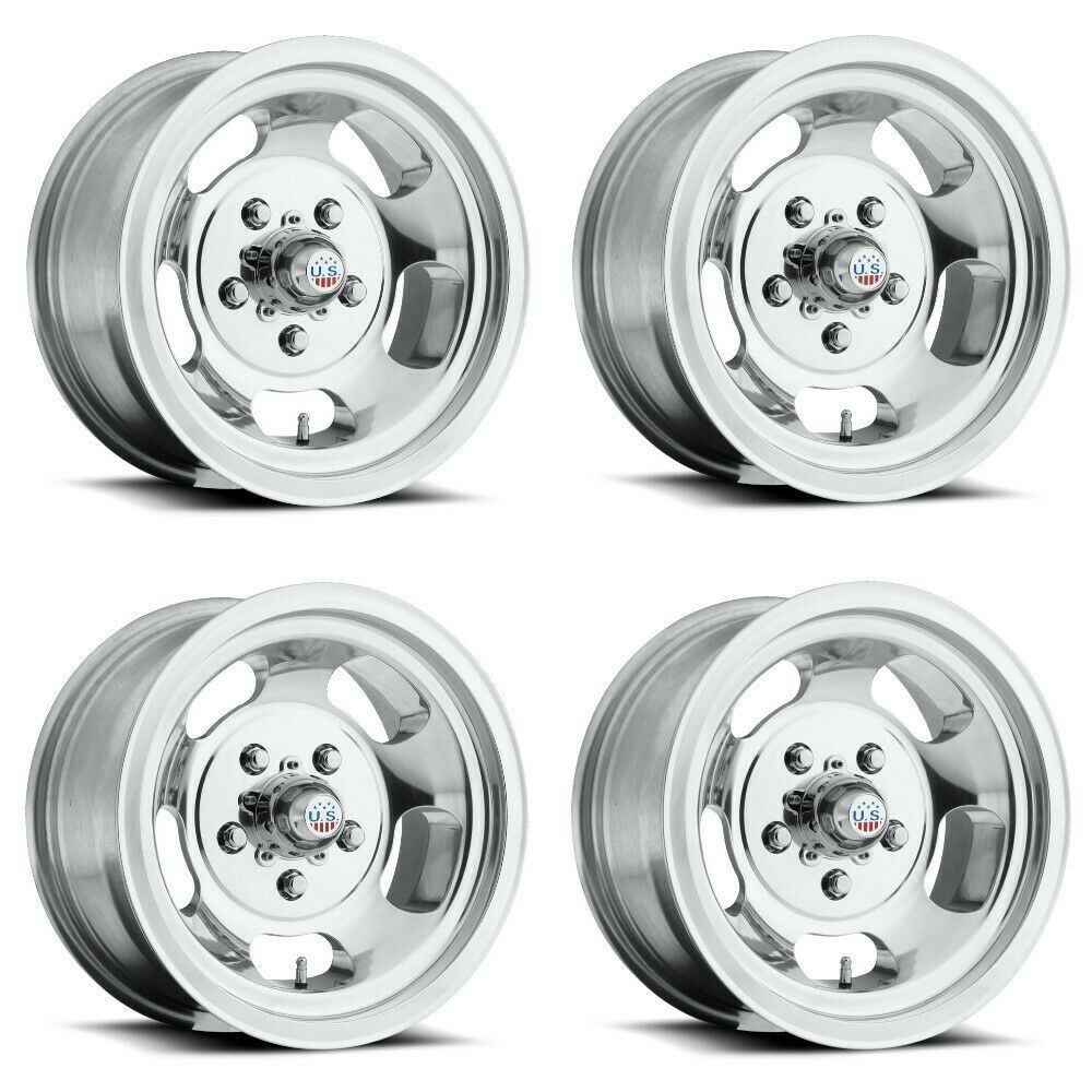 Set 4 US Mag U101 Indy 15x8 5x4.75 High Luster Polished Wheels 15" -12mm