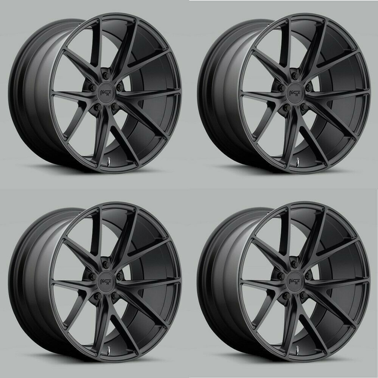 Set 4 Niche M117 Misano 20x10 5x112 Matte Black Wheels 20" 40mm Rims