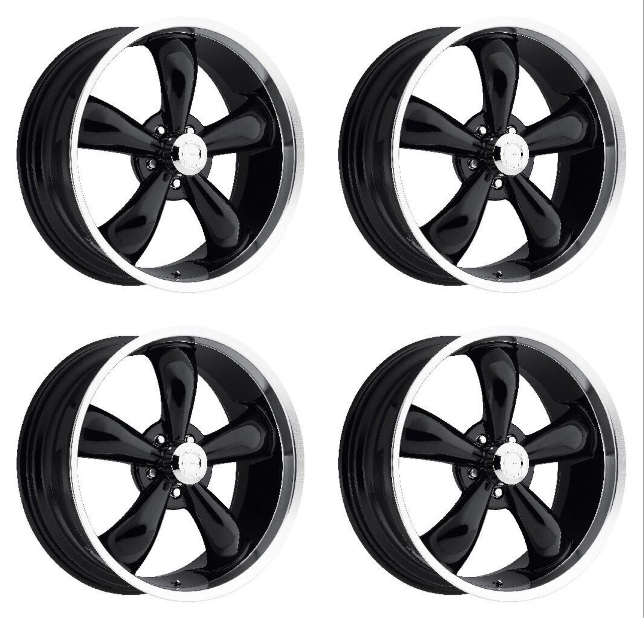 Set 4 18" Vision Muscle 142 Legend Black Machined Lip 18x8.5 5x4.5 Rims 10mm