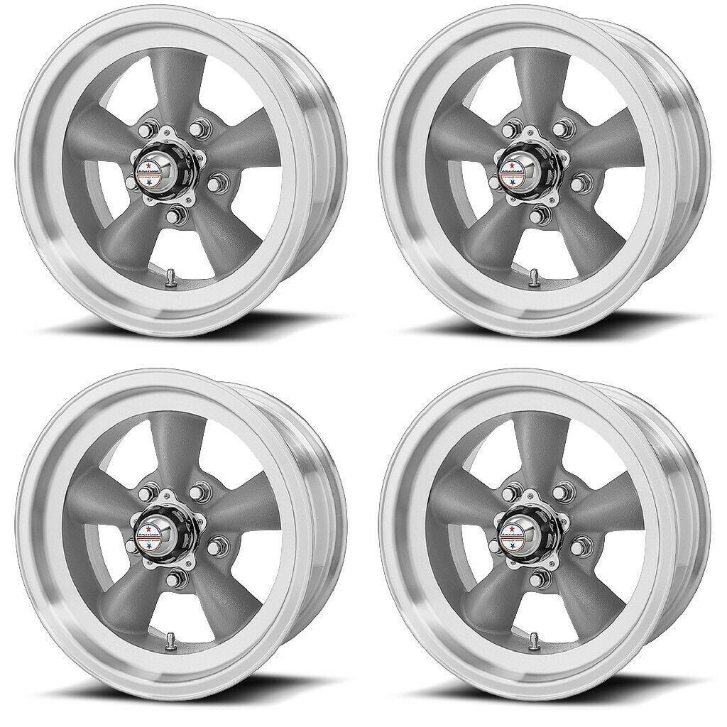 Set 4 American Racing Vintage VN105 Torq Thrust D 15x8 5x4.75 Gray Machine 0mm