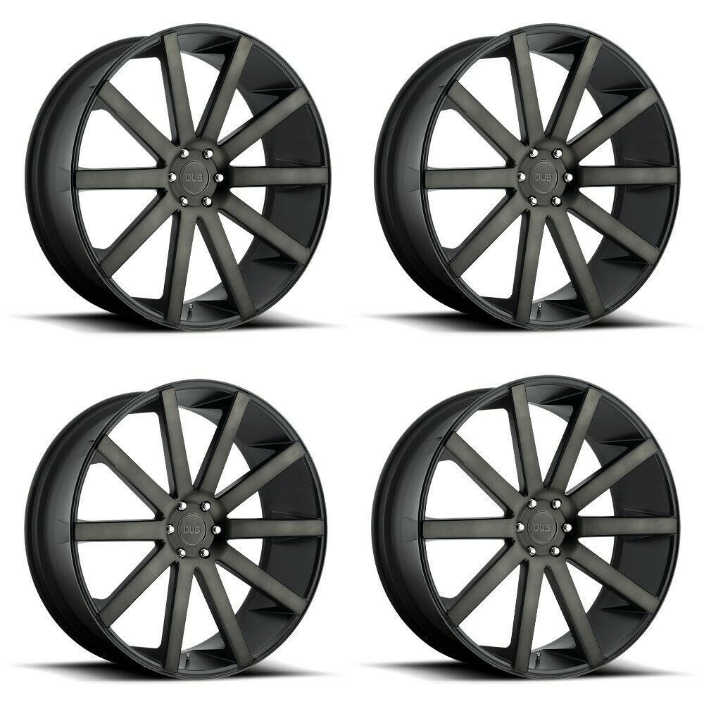 Set 4 DUB  S121 Shot Calla 24x10 6x5.5 Matte Black Double Tint Wheels 24" 20mm