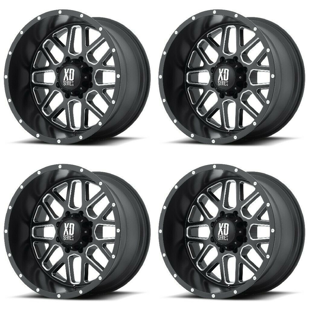 Set 4 XD XD820 Grenade 22x12 6x5.5 Satin Black Milled Wheels 22" -44mm Rims