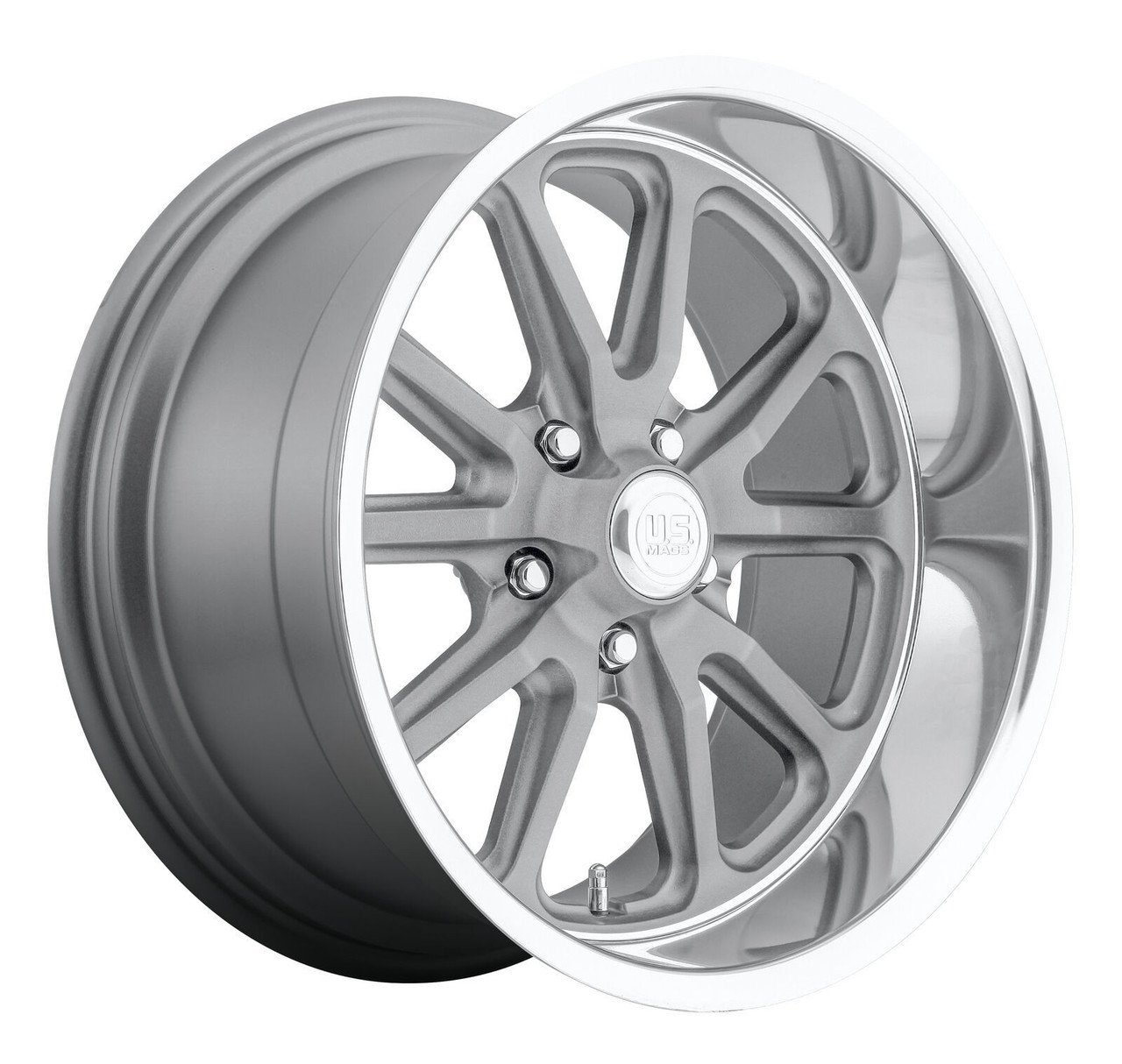 Set 4 15" US Mag U111 Rambler 15x8 5x4.5 Matte Gunmetal Machined Wheels 1mm Rims