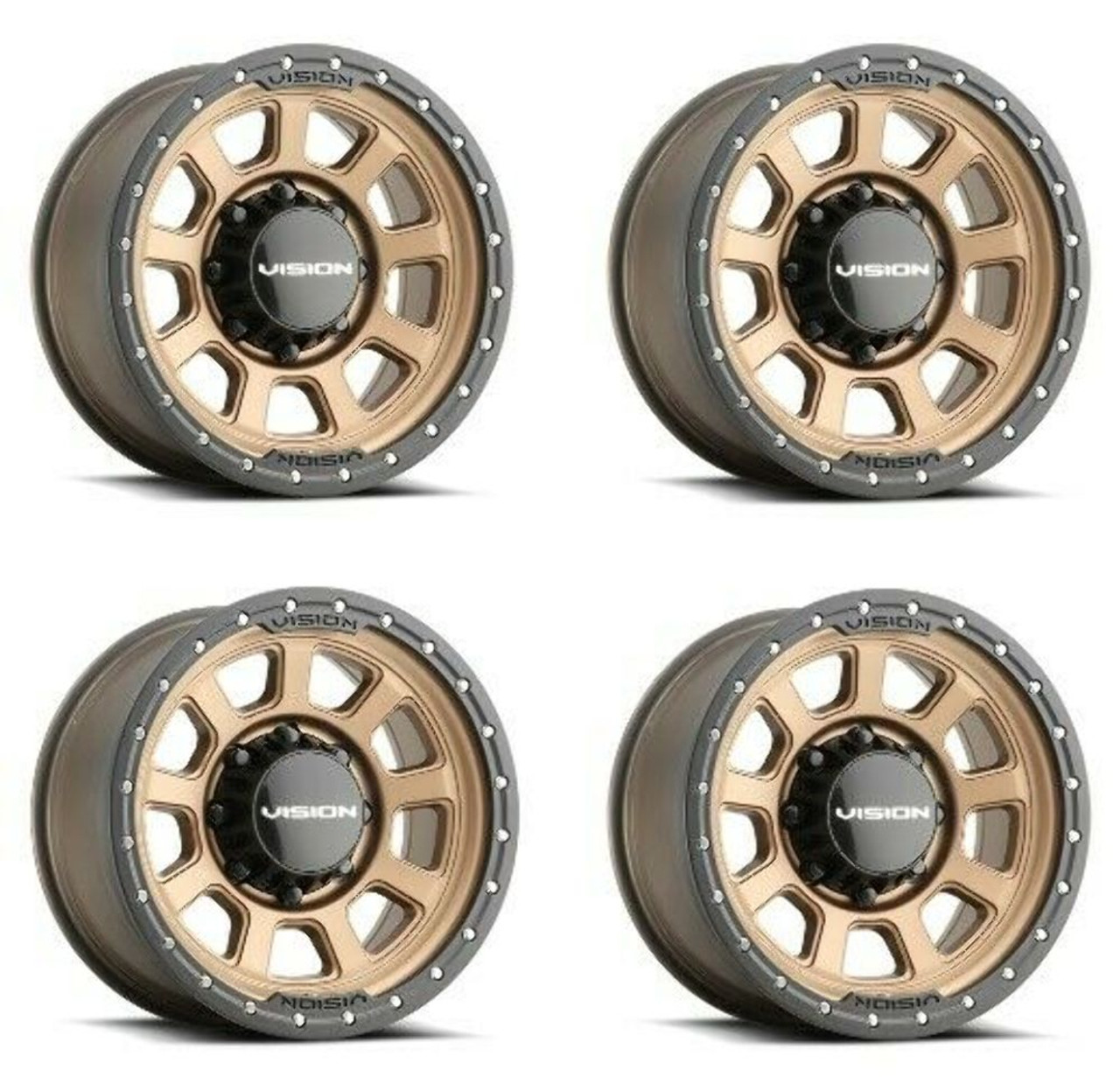 Set 4 17" Vision Off-Road 350 Ojos Bronze Wheels 17x9 6x5.5 Truck Rims -12mm