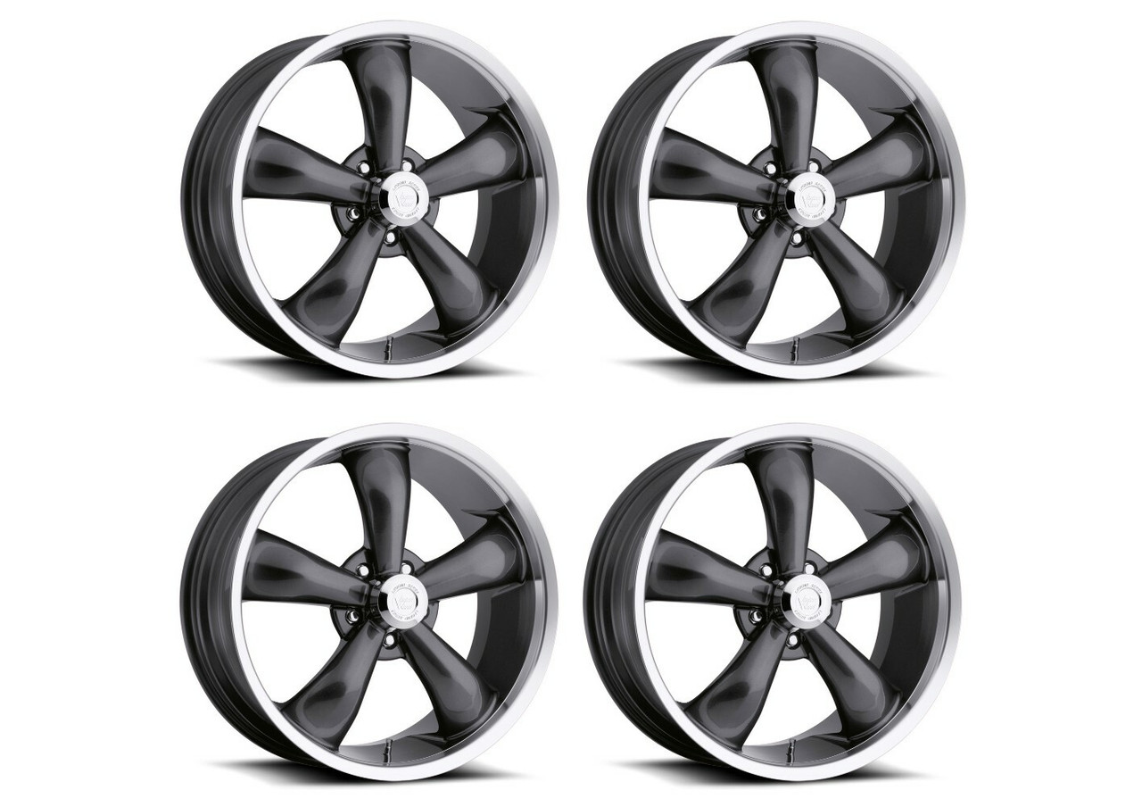 Set 4 20" Vision Muscle 142 Legend Gunmetal Machined Lip Wheels 20x8.5 5x5 -6mm