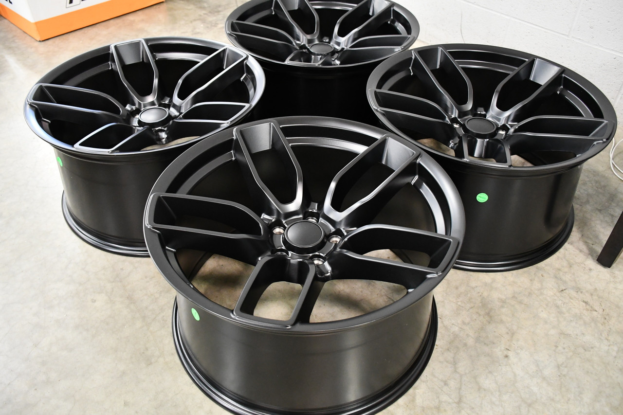 Set 4 20" Voxx Replica Hellcat Widebody Red Eye Matte Black Wheels 20x10.5 5x115 25mm Rims