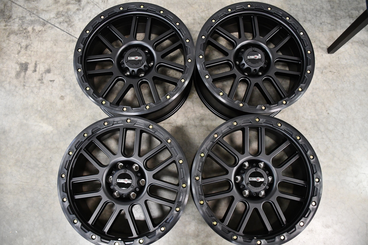 Set 4 18" Vision Off-Road 111 Nemesis Matte Black Wheels 18x9 6x5.5 Rims 0mm