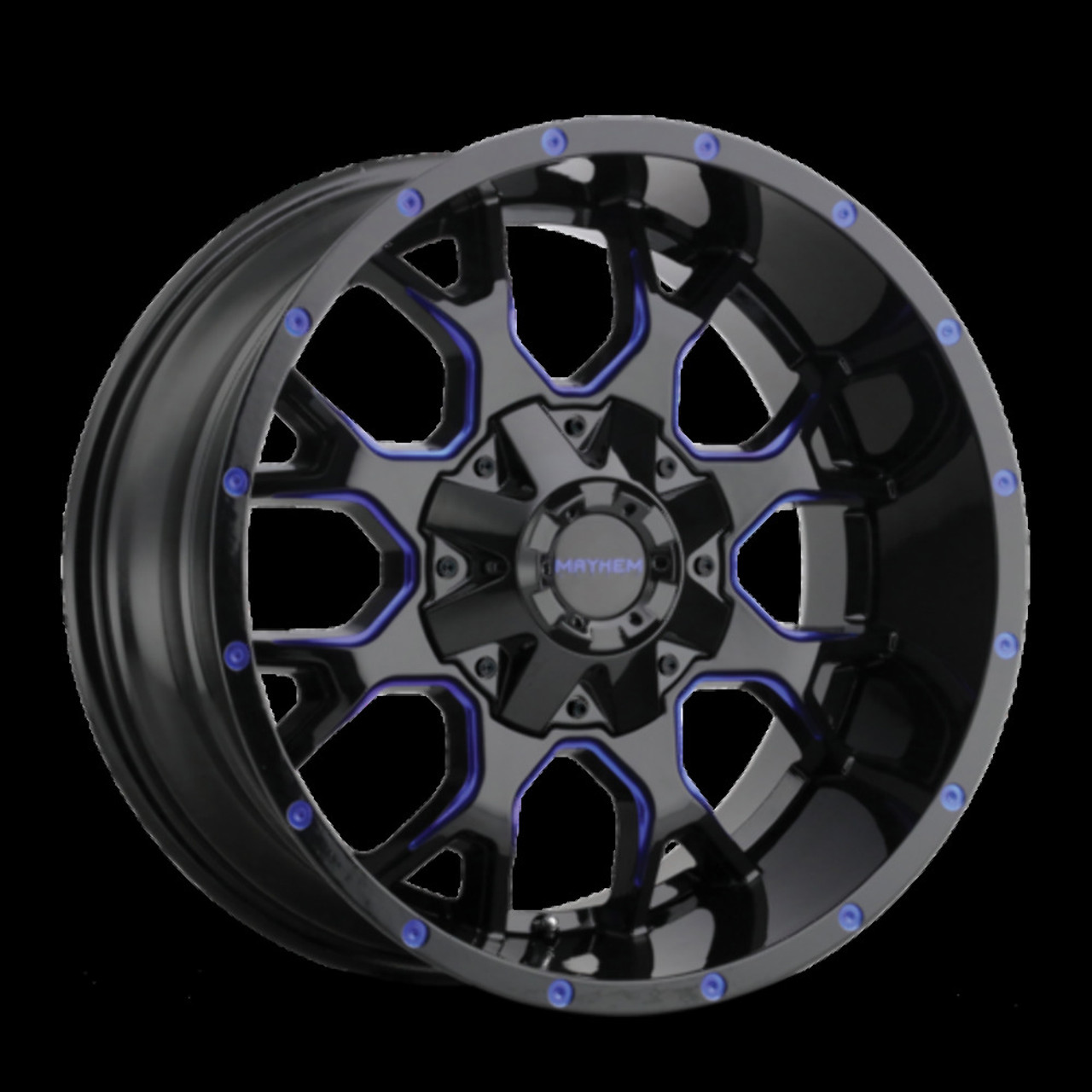 17" Mayhem Warrior 17x9 Black Prism Blue 8x6.5 8x170 18mm For Ford Chevy GMC Rim