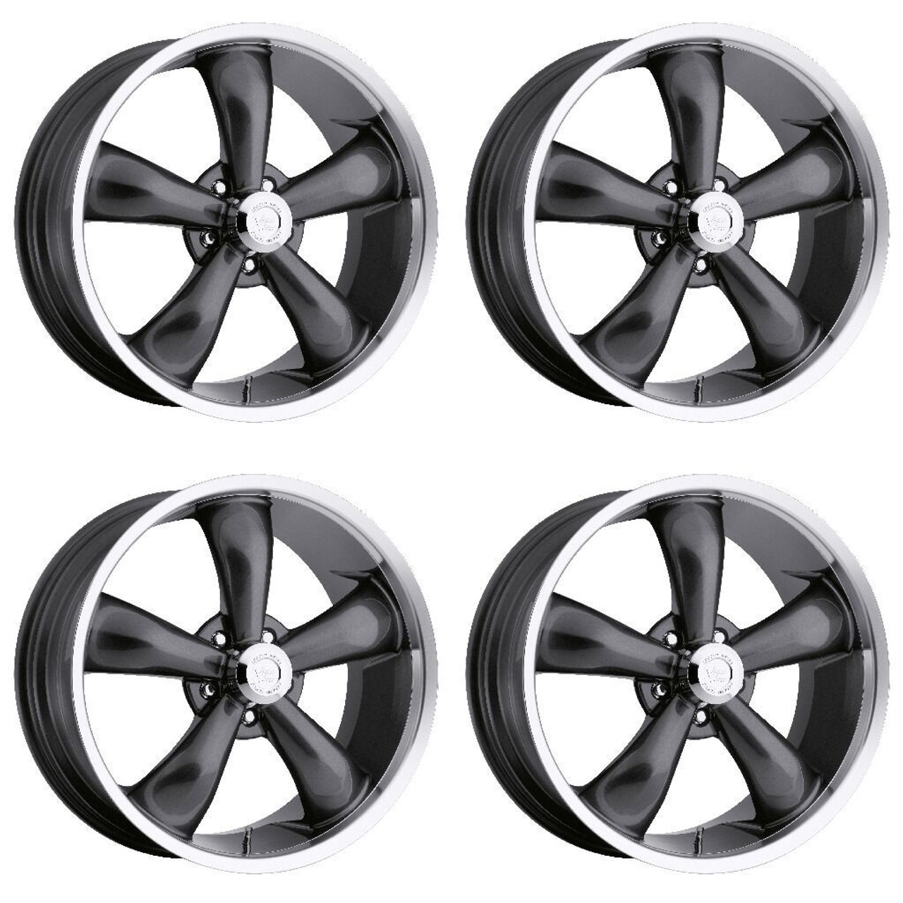 Set 4 18" Vision Muscle 142 Legend Gunmetal Machined Lip 18x8.5 5x115 Rims 20mm