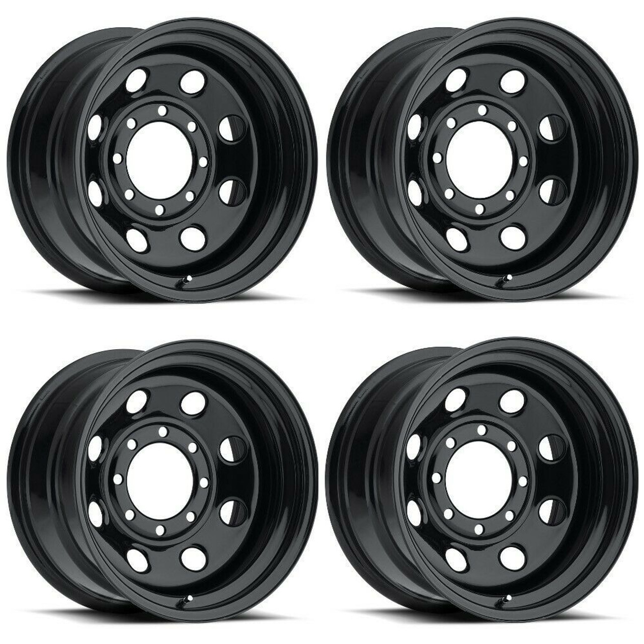 Set 4 16" Vision HD 85H Soft 8 Gloss Black Wheel 16x8 5x5.5 (5x139.7) Rims -12mm