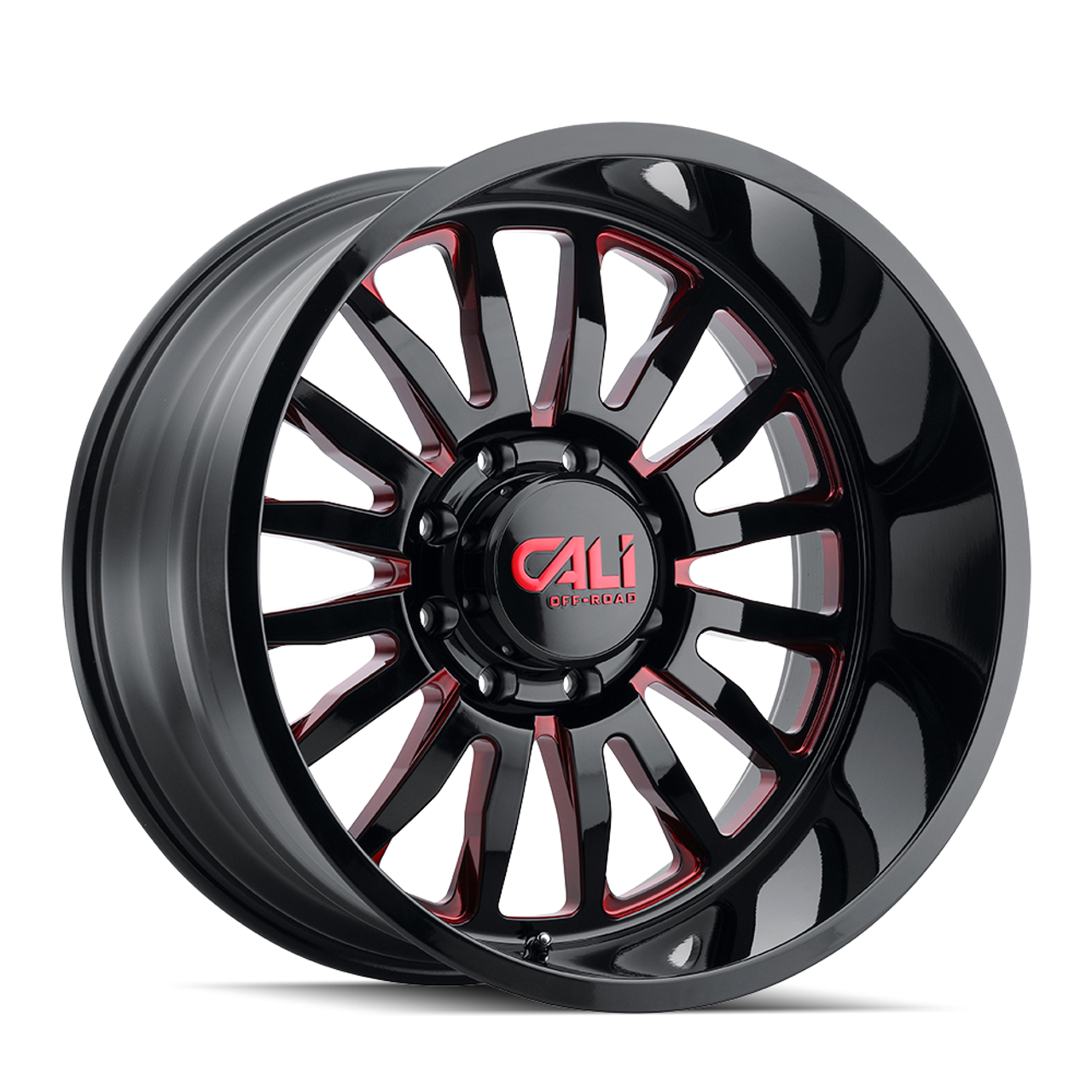 22" Cali Off-Road Summit 22x12 Black W Prism Red 6x135 Wheel -51mm Lifted Rim