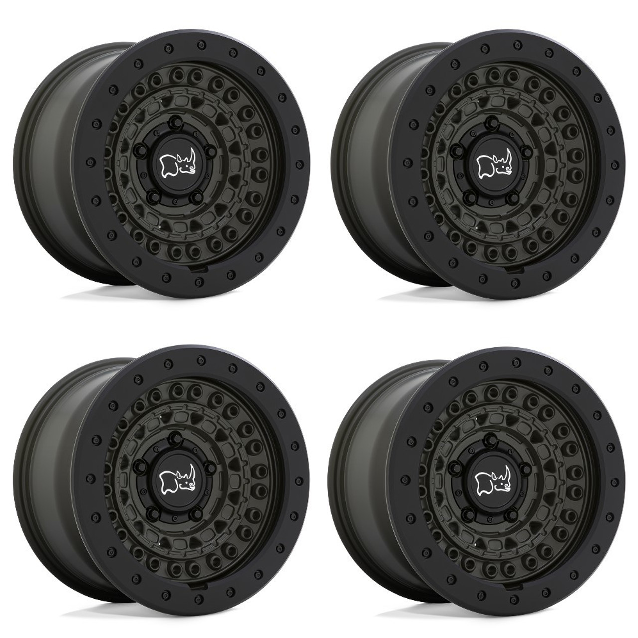 Set 4 Black Rhino Barricade 20x9 6x5.5 Olive Green Black Rock Guard Wheels 20"