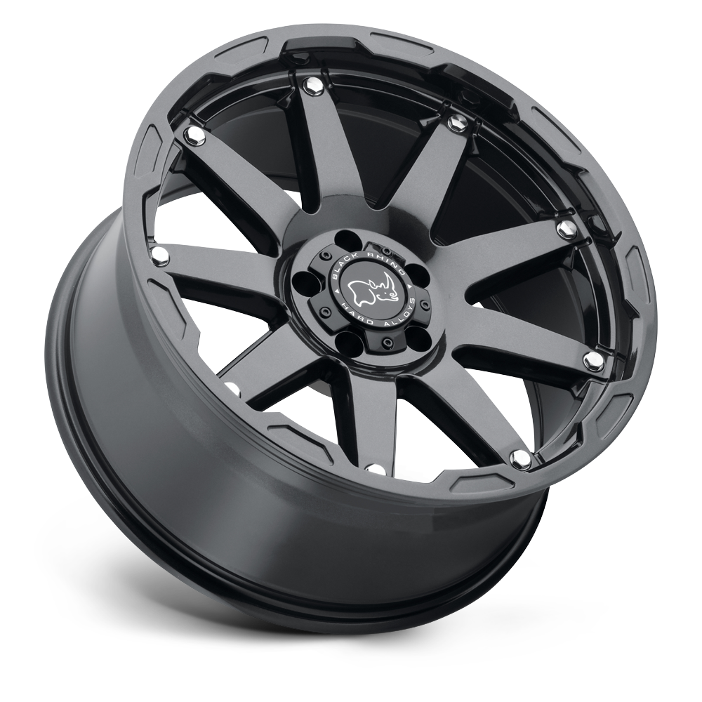 Set 4 18" Black Rhino Oceano 18x9.5 Gun Black Stainless Bolts 5x5 Wheels -18mm