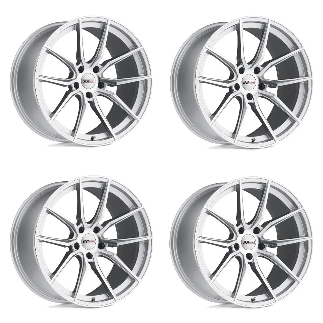 Set 4 Cray Spider 20x9 5x120 Silver W/ Mirror Cut Face Wheels 20" 38mm Rims