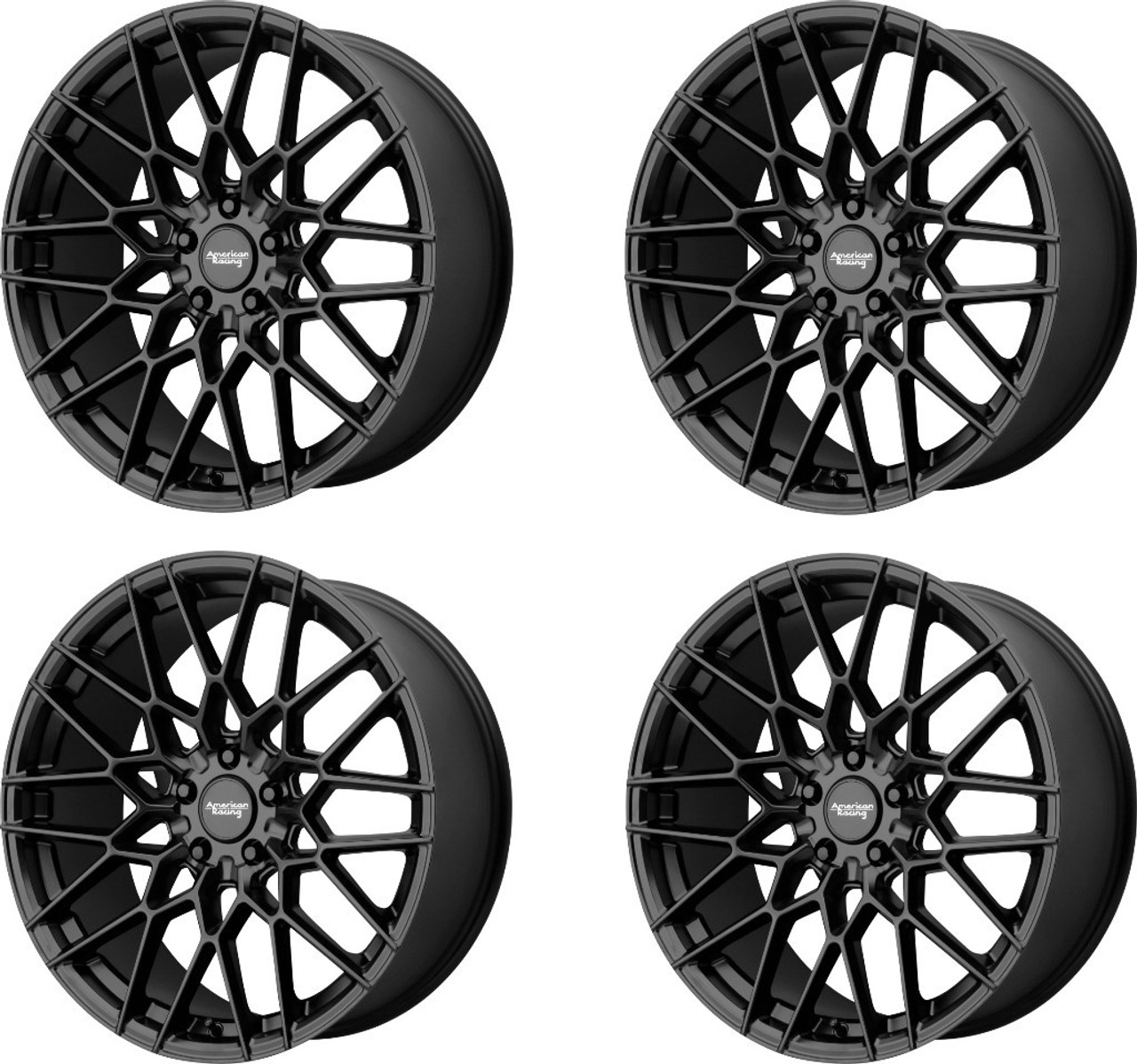 Set 4 American Racing AR927 Barrage 20x9 5x4.5 Satin Black Wheels 20" 35mm Rims