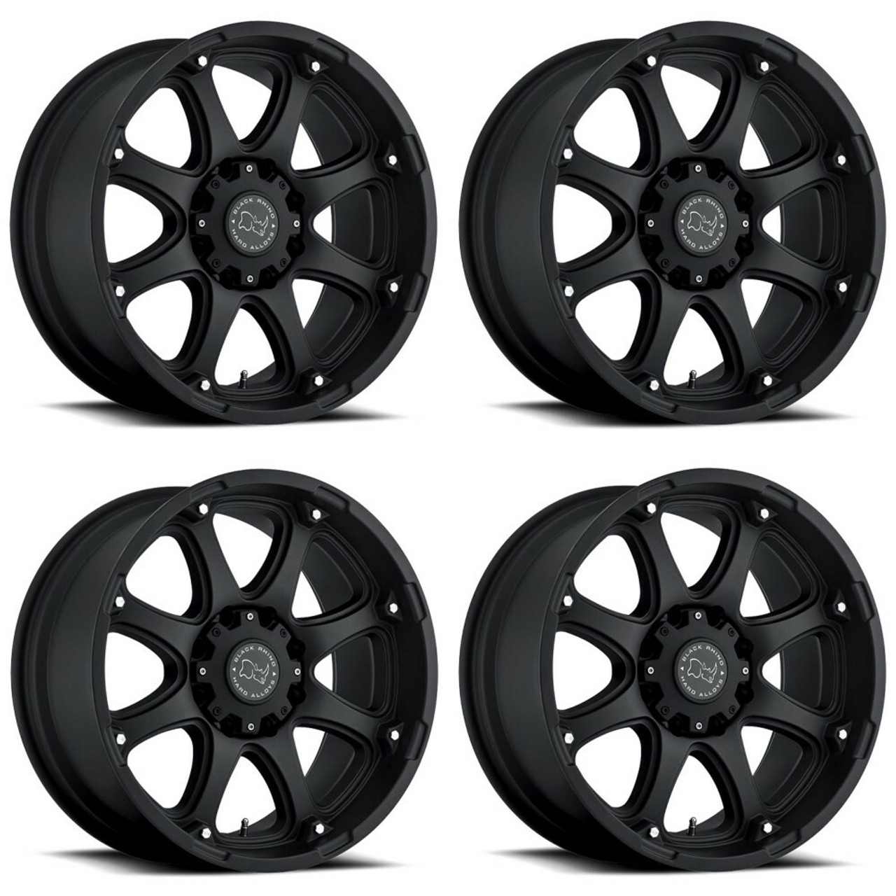 Set 4 Black Rhino Glamis 20x9 6x5.5 Matte Black Wheels 20" -12mm Lifted Rims