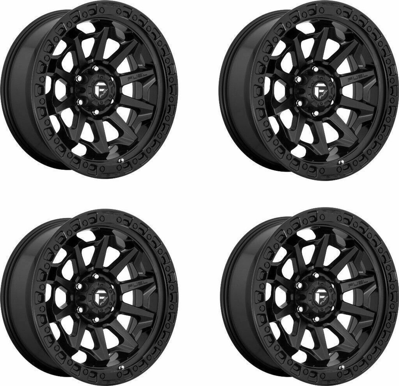 Set 4 Fuel D694 Covert 15x8 5x4.5 -19mm Wheels Matte Black Rims