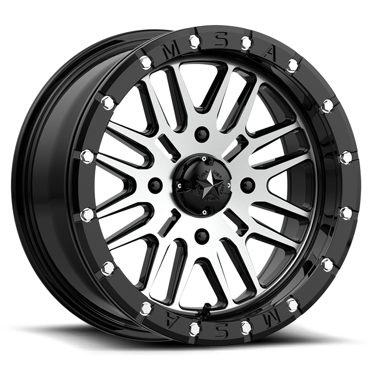 Set 4 MSA Offroad M38 Brute 18x7 4x156 Black Machined Wheels 18" 10mm Rims