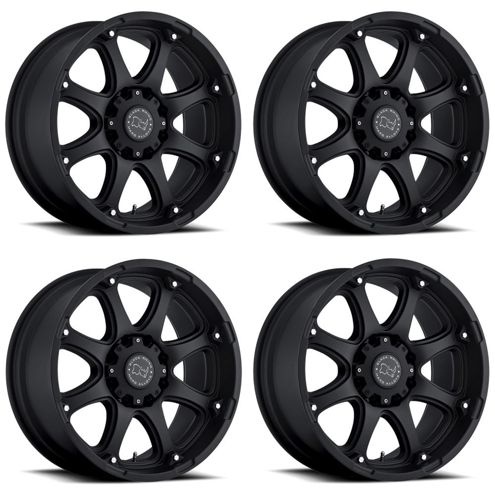 Set 4 Black Rhino Glamis 20x9 8x6.5 Matte Black Wheels 20" -12mm Lifted Rims