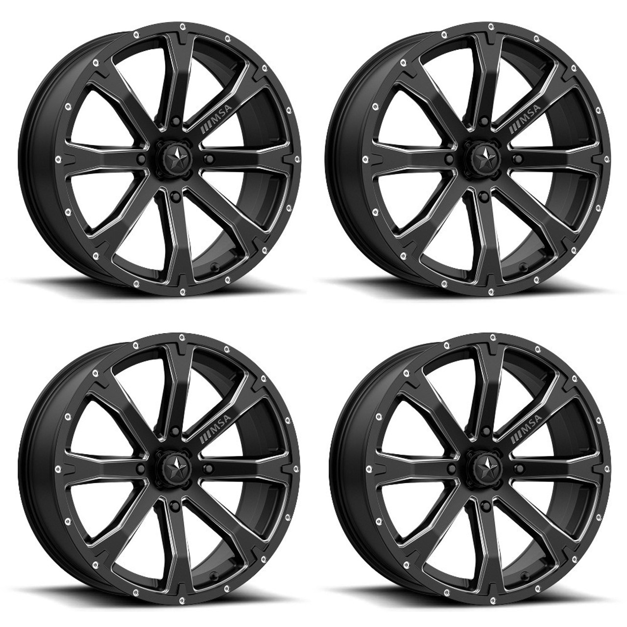 Set 4 MSA Offroad M42 Bounty 18x7 4x137 Black Milled Wheels 18" 10mm Rims