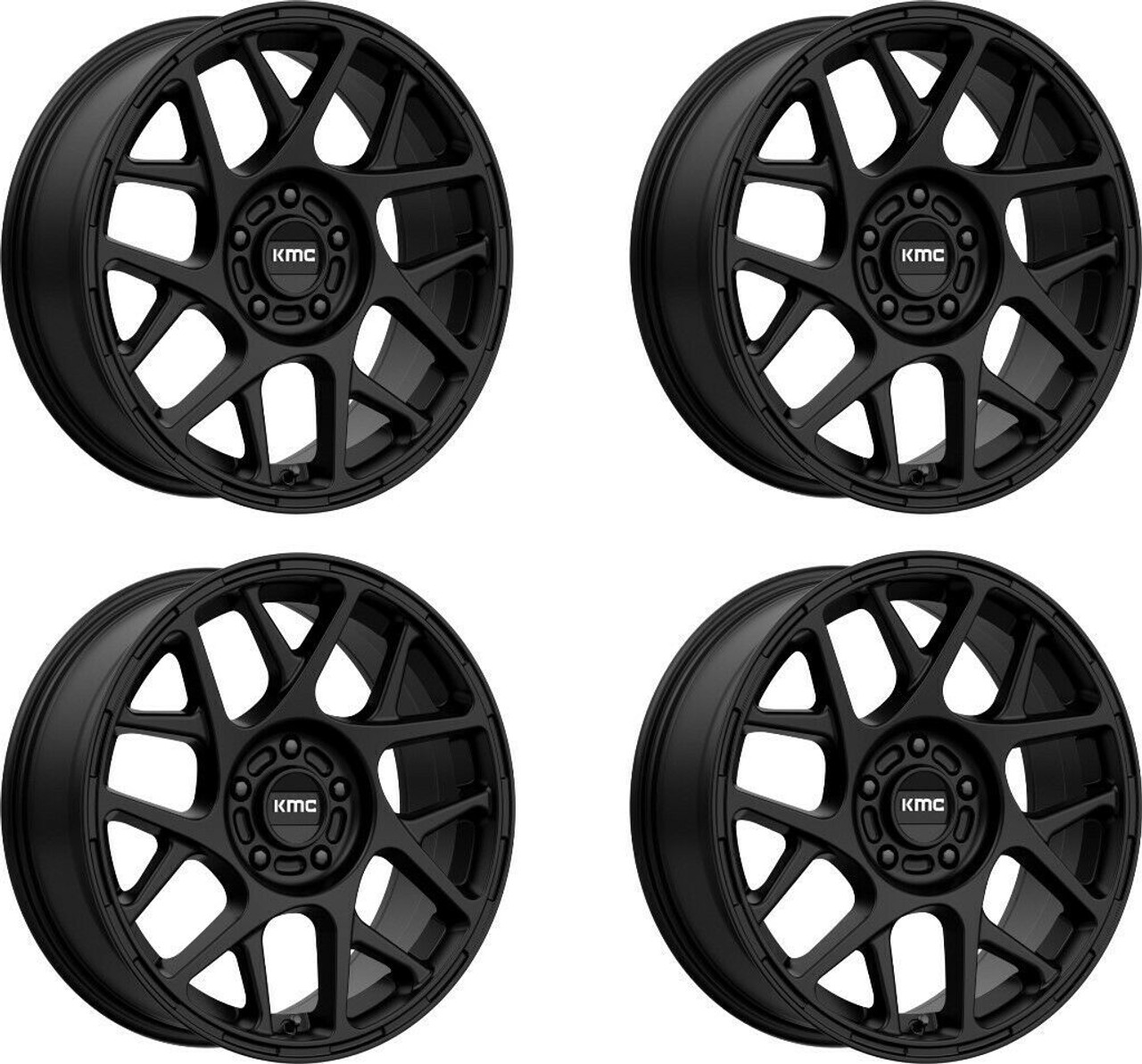 Set 4 KMC KM708 Bully 17x8 5x110 Satin Black Wheels 17" 38mm Rims