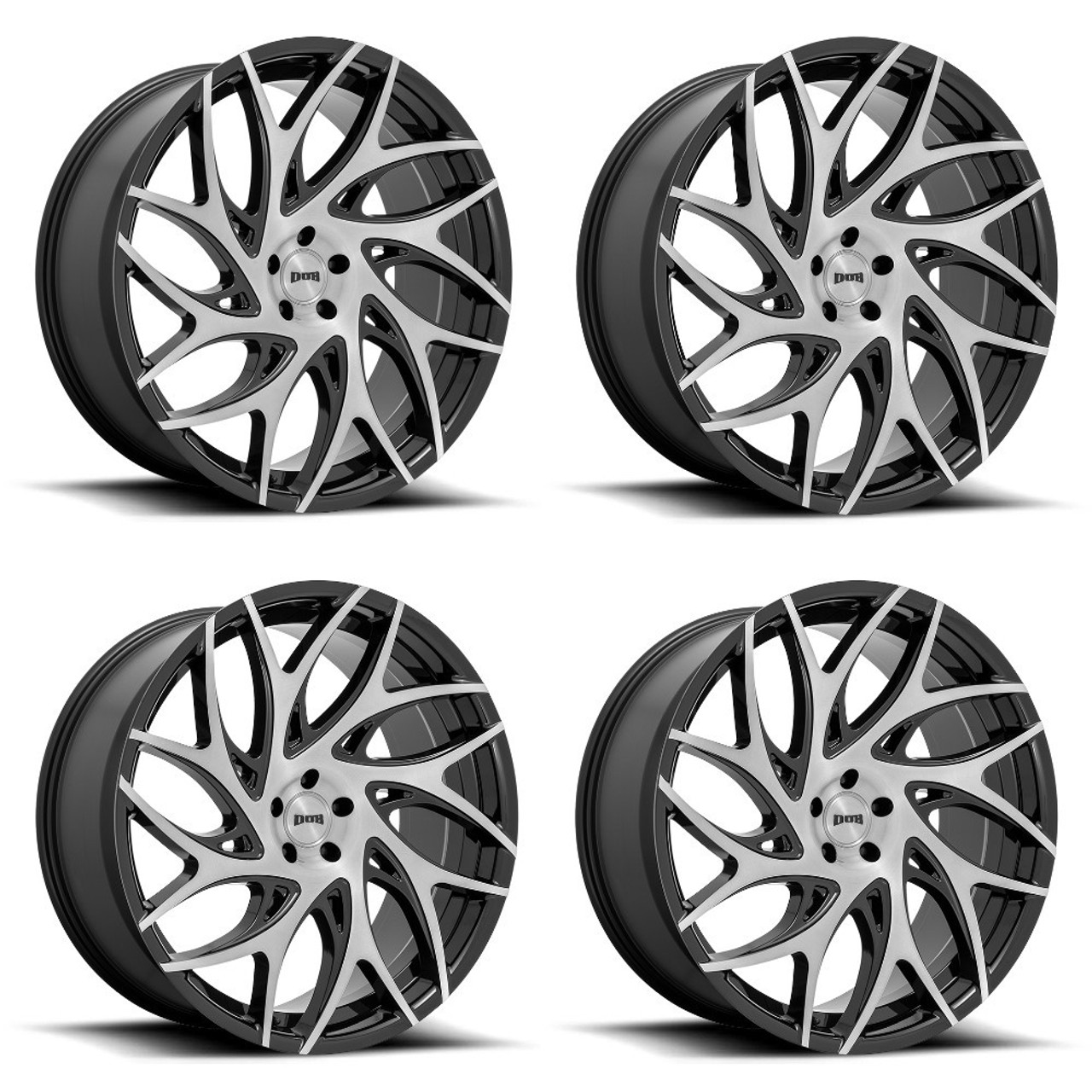 Set 4 DUB  S260 G.O.A.T. 26x10 5x115 Brushed Black Tint Spokes Wheels 26" 15mm