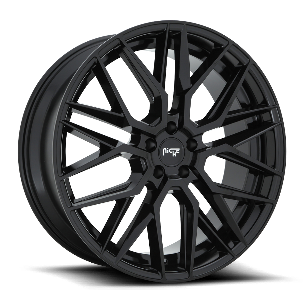 Set 4 Niche M224 Gamma 19x9.5 5x112 Gloss Black Wheels 19" 35mm Rims