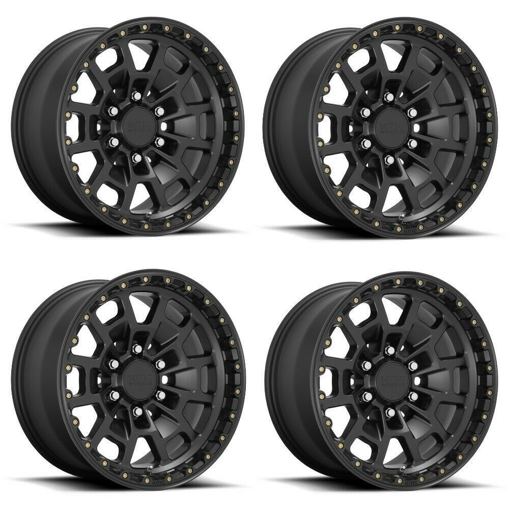 Set 4 KMC KM718 Summit 17x8.5 5x150 Satin Black Wheels 17" 0mm Rims For Toyota