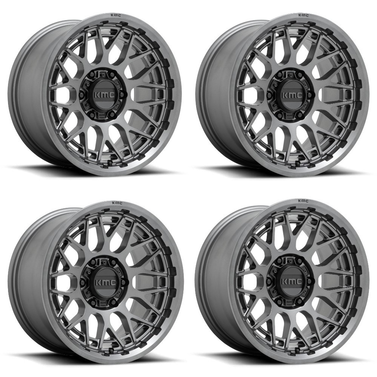 Set 4 KMC KM722 Technic 20x9 6x5.5 Anthracite Wheels 20" 18mm Rims