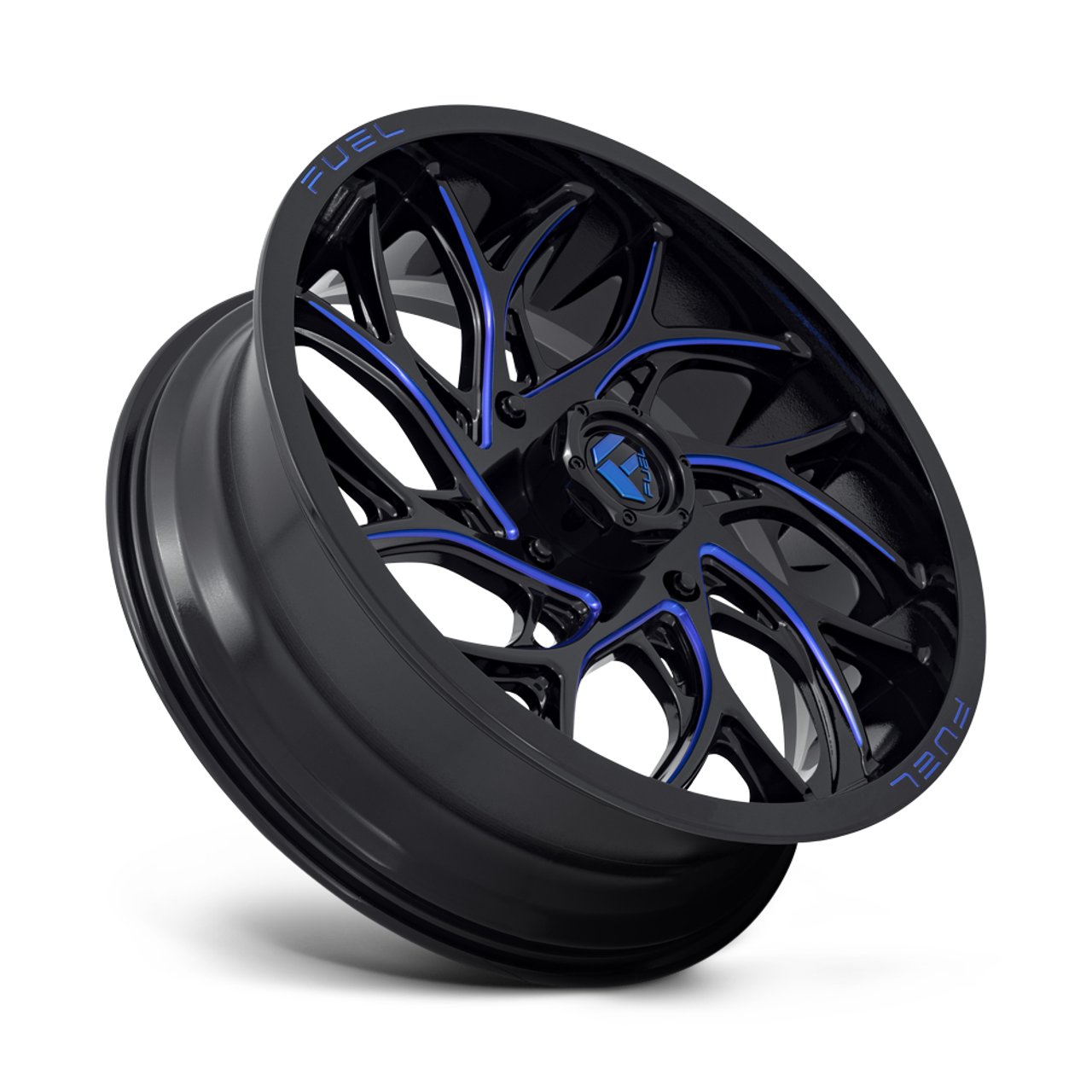 Set 4 Fuel UTV D778 Runner Utv 18x7 4x156 Black Milled Blue Wheels 18" 13mm