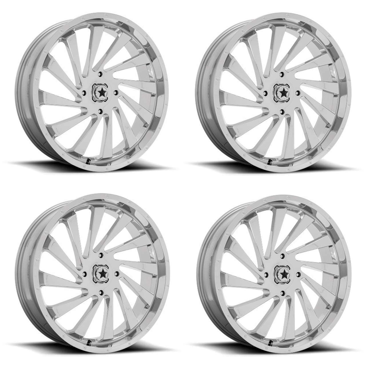 Set 4 MSA Offroad M46 Blade 24x7 4x137 Chrome Wheels 24" 0mm Rims