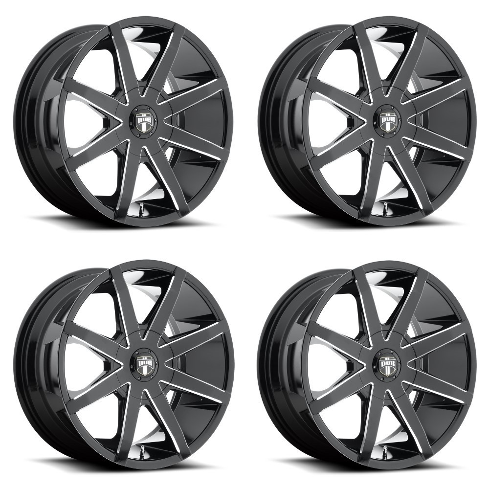Set 4 DUB S109 Push 20x8.5 6x120 6x132 Gloss Black Milled Wheels 20" 35mm