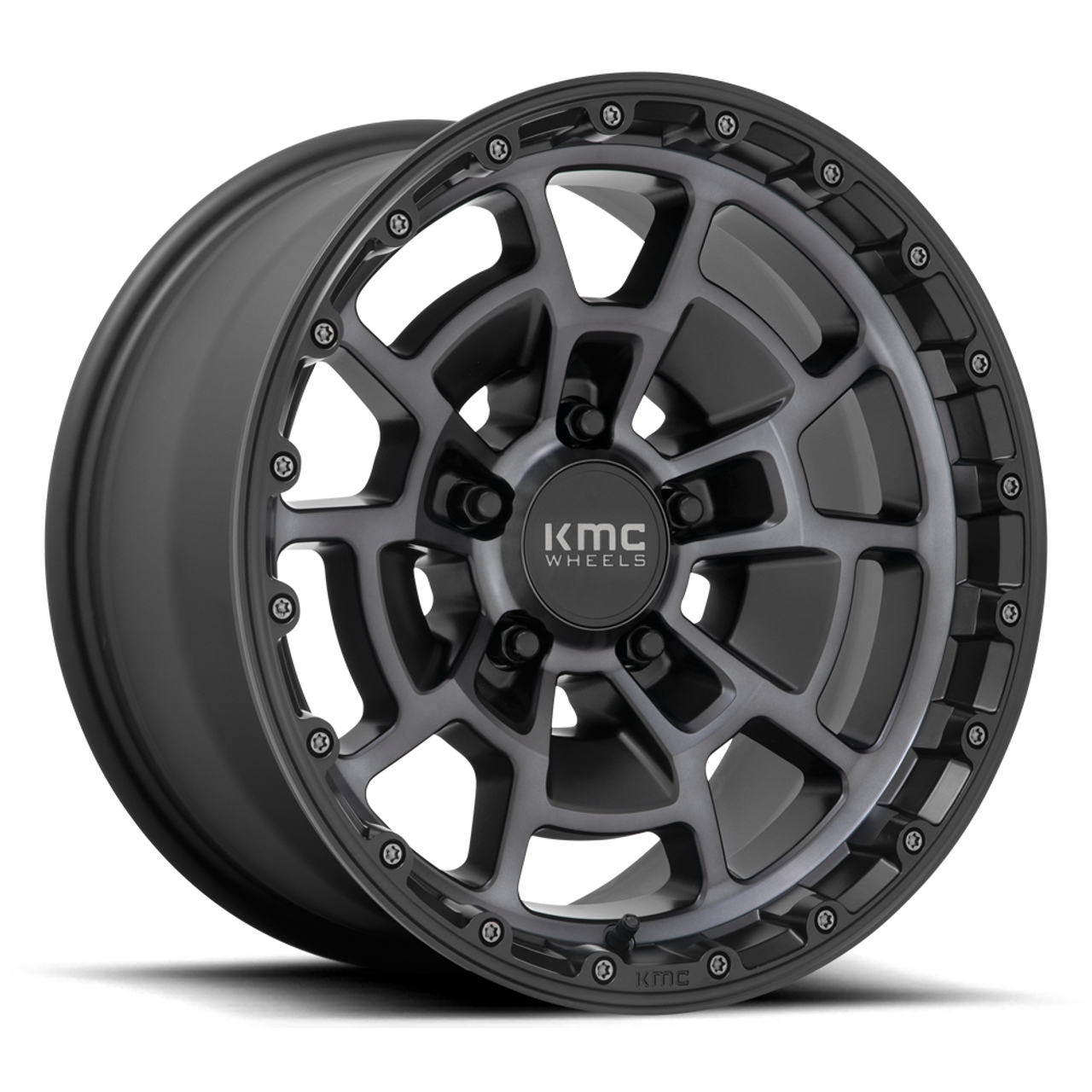 Set 4 KMC KM718 Summit 16x8 6x5.5 Satin Black With Gray Tint Wheels 16" 0mm Rims