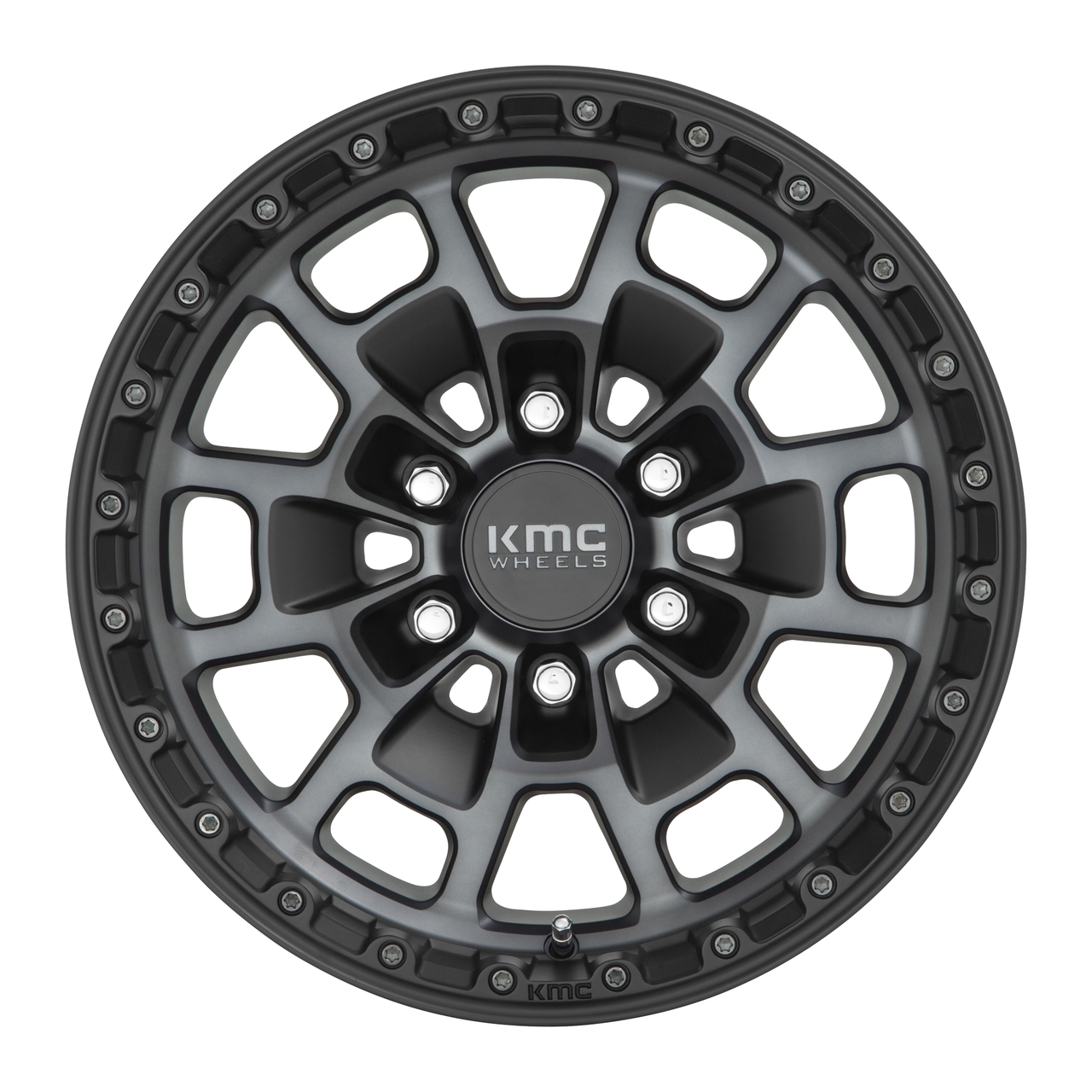 Set 4 KMC KM718 Summit 16x8 6x5.5 Satin Black With Gray Tint Wheels 16" 0mm Rims