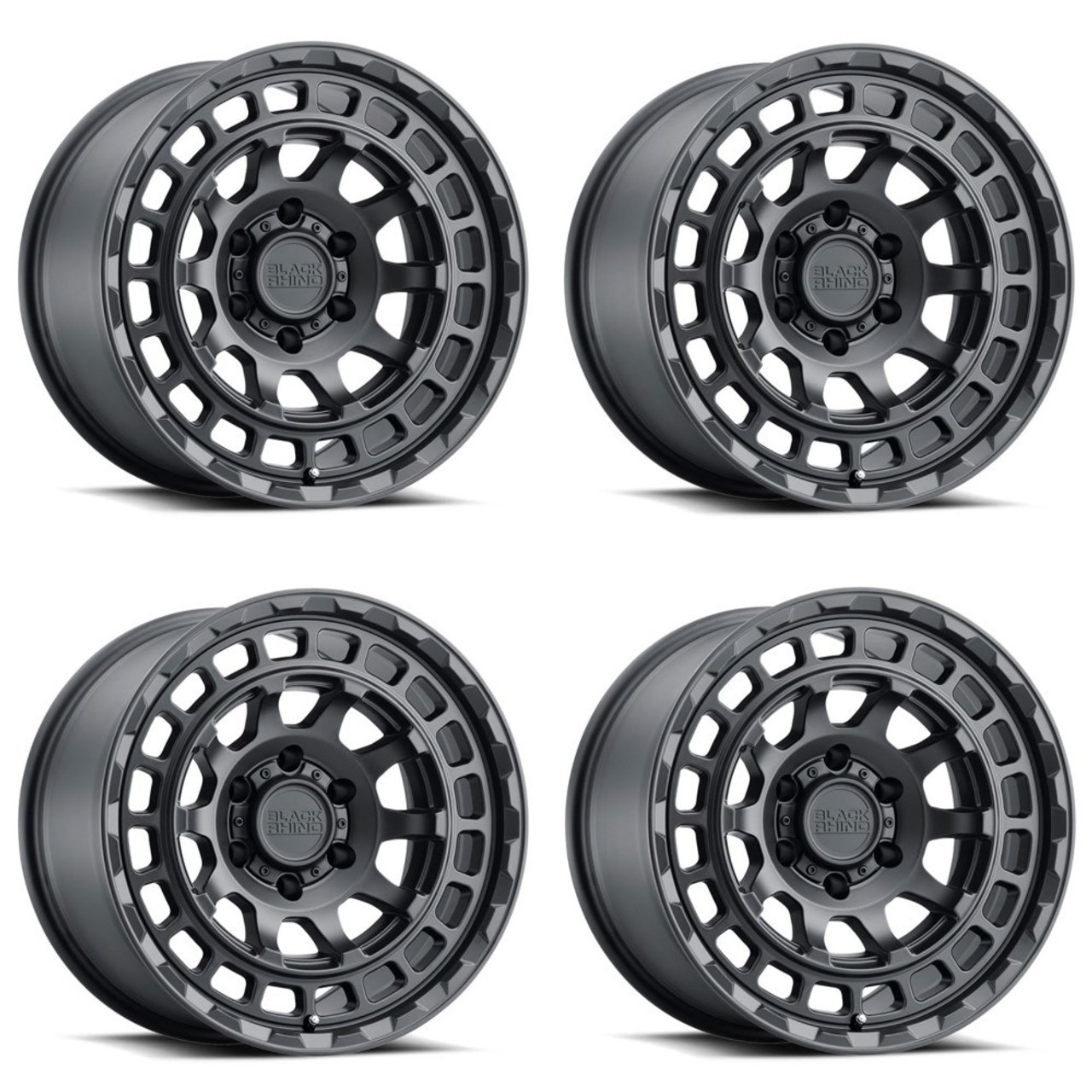 Set 4 Black Rhino Chamber 20x9.5 5x5 Matte Black Wheels 20" -18mm Truck Rims